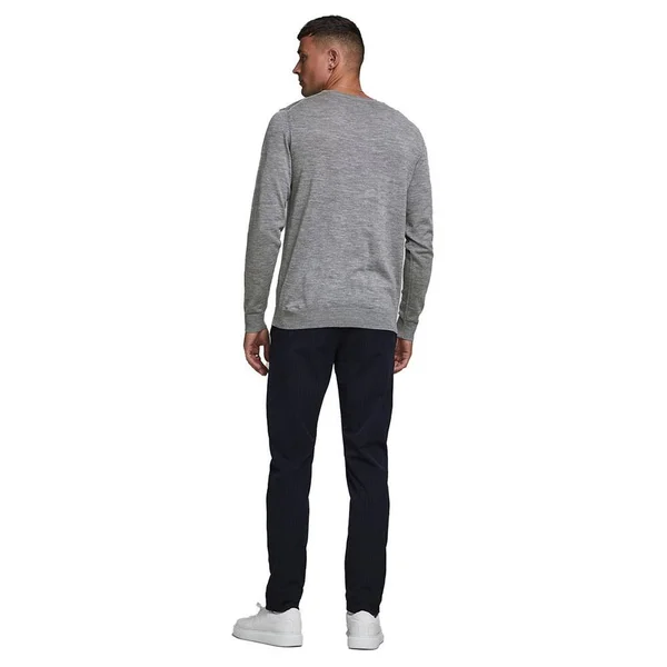 Jack & Jones Merino Crew Neck Knitted Jumper, Grey