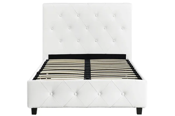 DHP Dakota Upholstered Faux Leather Platform Bed, Twin, White
