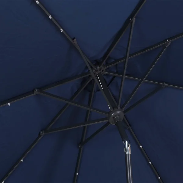 Ainfox 9ft Patio Umbrella with LED Lights & Round Base - Brown, 9 x 9 x 7.61ft