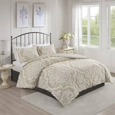 Ophelia & Co. Kennesaw Chenille Comforter Set Size: Queen Comforter + 2 Shams - Color: Taupe