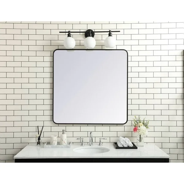 Ezra Soft Corner Metal Rectangular Mirror - Blue - 36x22 x 40x22