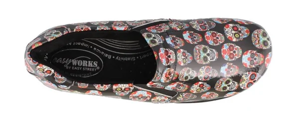 Easy Works by Easy Street Women's Bind Clogs - Skull Patent