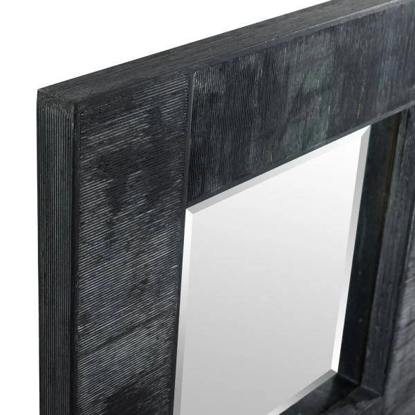 Walker Edison Furniture Company 32 in. Transitional Modern Farmhouse Urban Industrial Square Textured Wood Wall Mirror