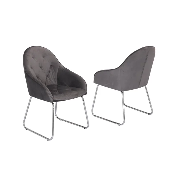 Best Quality Furniture Tufted Velvet Upholstered Armchair - 4 Colors to Choose (Set of 2) - Dark Grey 284