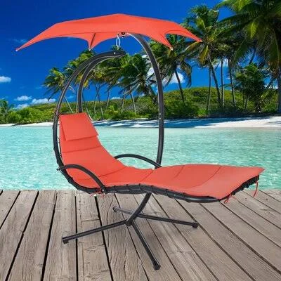 Brandes Hanging Chaise Lounger with Stand Arlmont & Co. Color: Orange