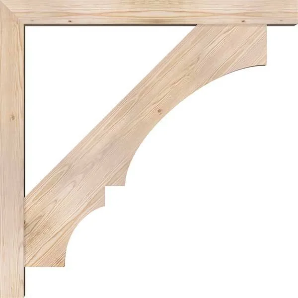 Ekena Millwork 1462162 5 1/2x22W x 44x22D x 44x22H Balboa Block Smooth Bracket w/ Offset Brace - Douglas Fir