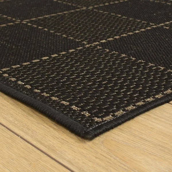 runrug USA Check Black Hallway Carpet Rug Runner Length: 39 foot - WIDT