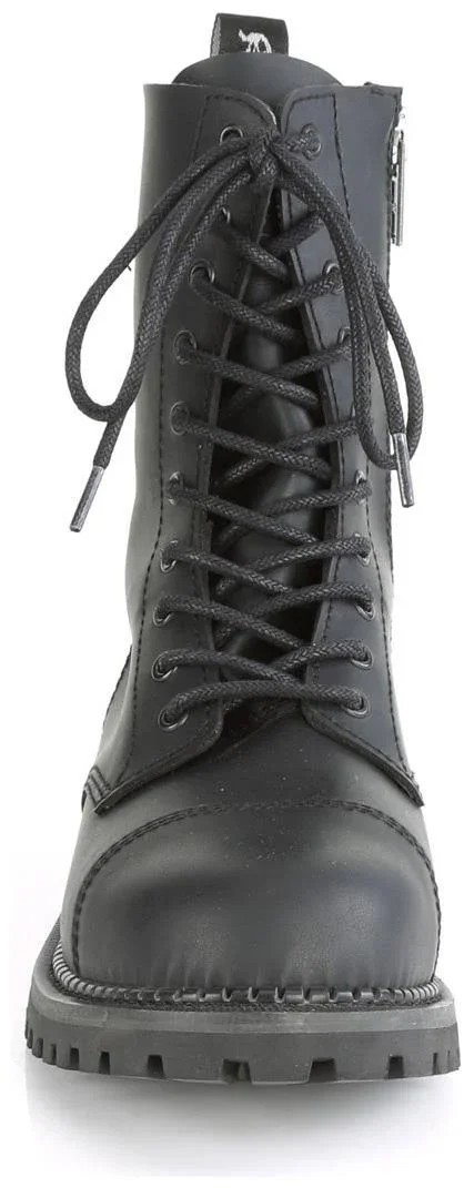 Demonia Men's Riot 10 Steel Toe Ankle Boot - Black Vegan Leather