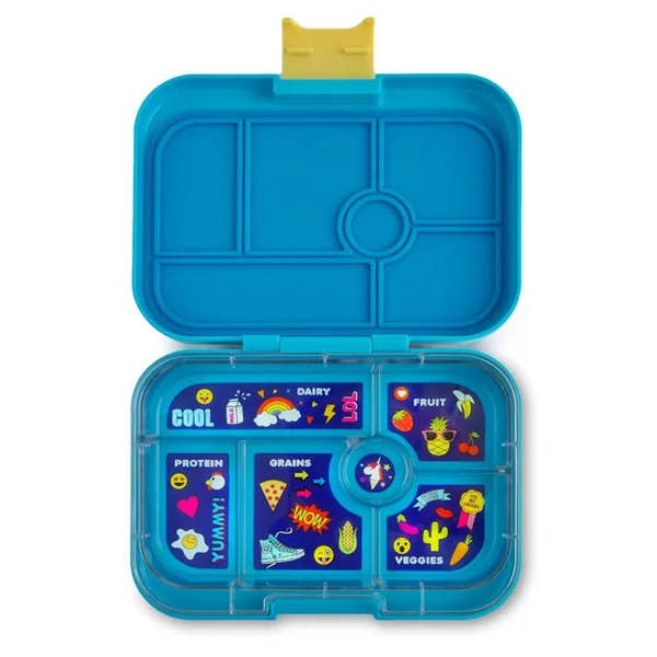 Yumbox (Kai Blue; Emoji Tray) Leakproof Bento Lunch Box Container for Kids
