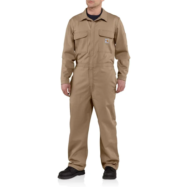 Carhartt Men's Flame Resistant Traditional Twill Coverall - 50 Tall - Khaki
