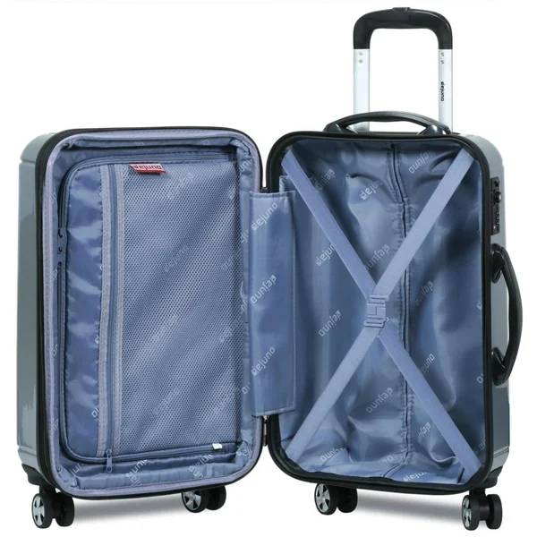 Dejuno Venture 3-Piece Hardside Spinner TSA Lock Luggage Set - Black