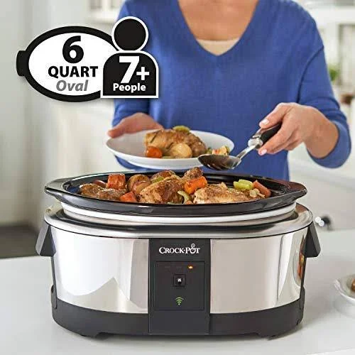 Crock-pot 2101704 6 Quart Slow Cooker Works with Alexa, Programmable Stainless