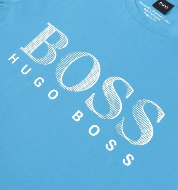 Boss Round Neck Men's Short Sleeve T-Shirt - Open Blue