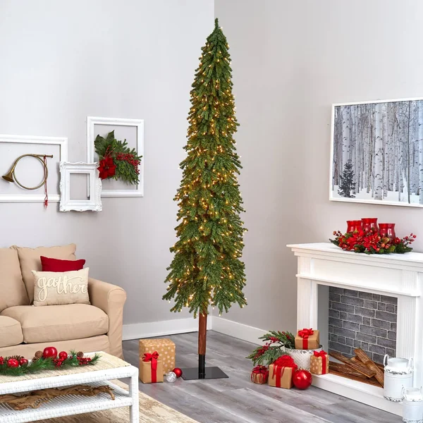 Nearly Natural 9ft. Grand Alpine Artificial Christmas Tree with 600 Clear Lights and 1183 Bendable Branches on Natural Trunk - Gr