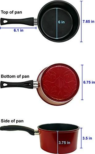 Flamekiss 2-Quart Red Ceramic Coated Nonstick Saucepan w/ Glass Lid by Amor, Nano Ceramic Coating w/ Silver Ion (100% PTFE &