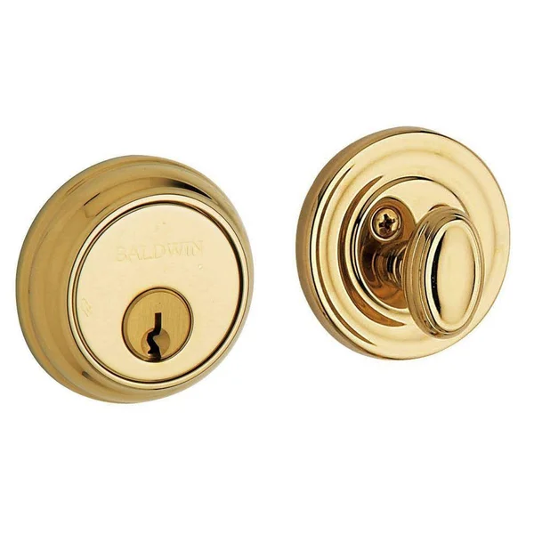 Baldwin Traditional Round Single Cylinder Deadbolt Lifetime Polished Brass