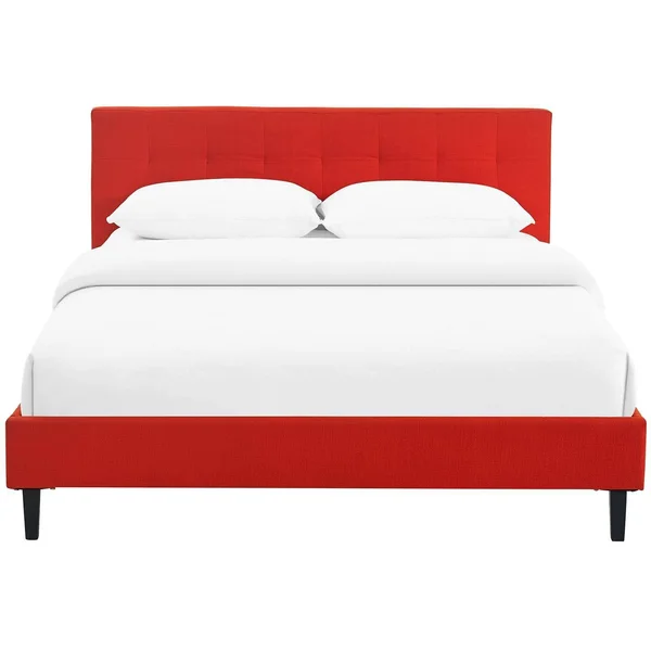 Modway Linnea Fabric Upholstered Platform Bed, Atomic Red, Full
