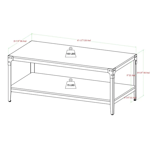 Walker Edison Angle Iron Rustic Wood Coffee Table, Grey Wash