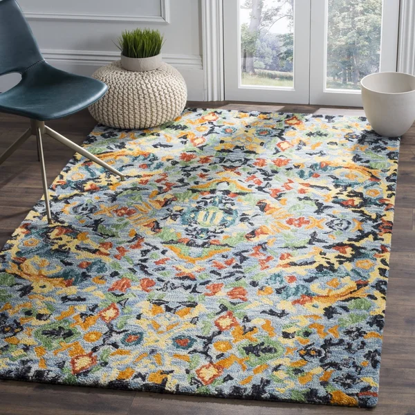 Safavieh 5& x 8& Blossom BLM452A Blue Multi Rug