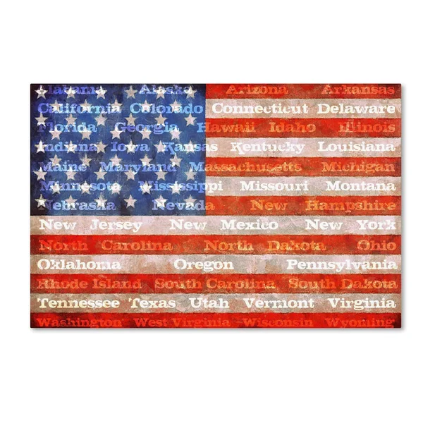 Trademark Global Michelle Calkins &American States with Flags& Canvas Art