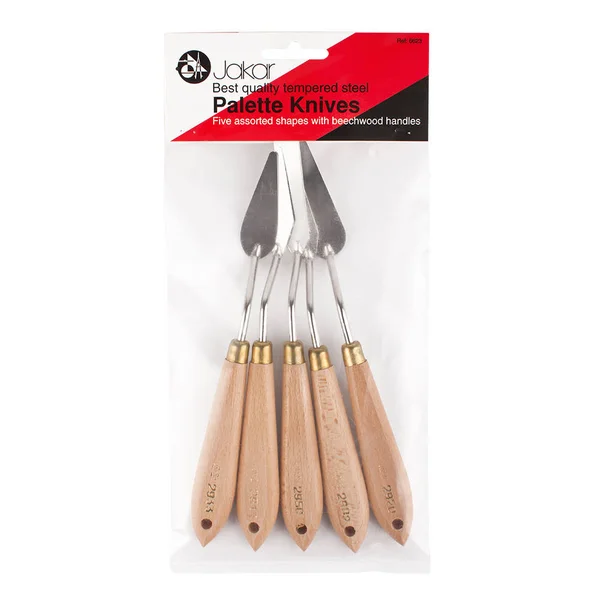 Jakar : Painting Knife : Set of 5 : Steel with Wooden Handles in Assorted Shapes