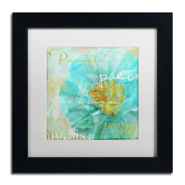 Trademark Fine Art &Blue Peony Light& by Color Bakery Framed Graphic Art - Mat Color: White - Size: 16x22 H x 16x22 W x 0.5x22 D