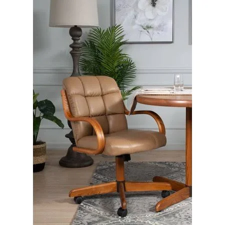 Caster Chair Tilt Rolling and Swivel Casual Dining Chair, Size: 38, Brown