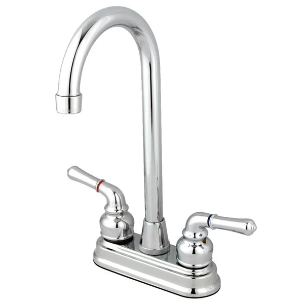 Kingston Brass GKB499 Water Saving Magellan Trim Bar Faucet with Lever Handles Satin Nickel & Polished Brass