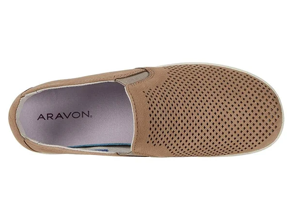 Aravon Women's Lia SlipOn Sneaker, Size: 11, Taupe Leather