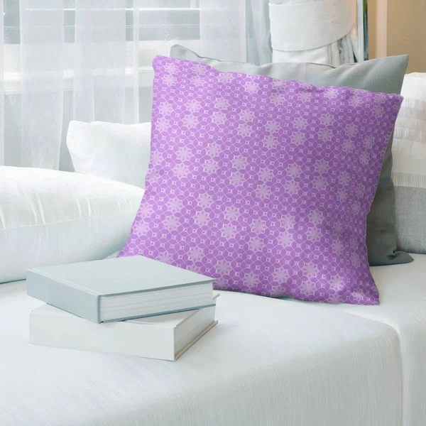Classic Lattice Throw Pillow - 16 x 16 - Purple - Linen