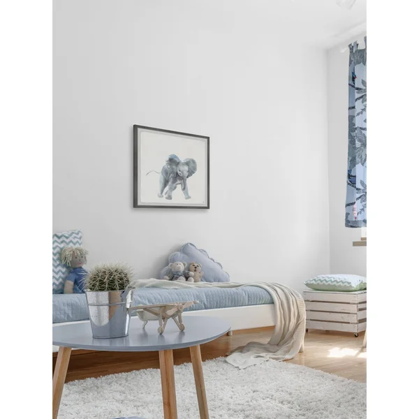 Marmont Hill Playful Elephant Framed Wall Art, Size: 18 inch x 18 inch, Gray