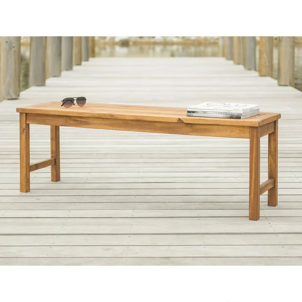 Manor Park Outdoor Raised Acacia Wood Bench - Brown