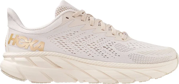 Hoka Women's Clifton 7 Road Running Shoes in Almond Milk/Bronze, Size 5 W