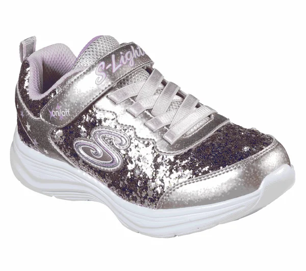 Skechers Girls& S Lights Glimmer Kicks Glitter N& Glow Sneaker, Gold/Pink