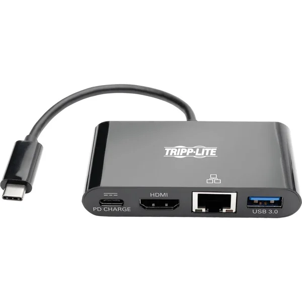 Tripp Lite USB C to HDMI Multiport Video Adapter Converter with USB-A Hub - USB-C PD Charging, Gigabit Ethernet Port, USB Type C