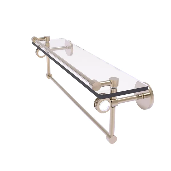 Clearview Collection Glass Shelf with Gallery Rail and Towel Bar with Dotted Accents - Antique Pewter, 22 inch