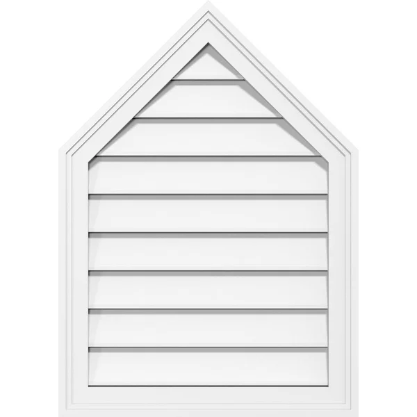 Ekena Millwork GVPPE24X3402SF-06 24x22W x 34x22H Peaked Top Surface Mount PVC Gable Vent 6/12 Pitch: Functional, w/ 2x22W x 1-1