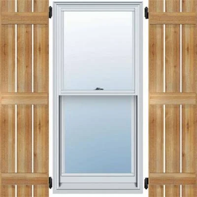 Ekena Millwork RBS06S17X081RWR 17 1/8x22W x 81x22H TimberCraft Three 5 3/8x22 Boards Spaced Board-n-Batten Shutters, Rough Sawn
