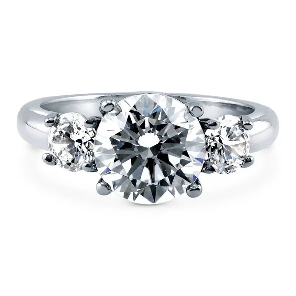BERRICLE Sterling Silver Round Cubic Zirconia CZ 3-Stone Anniversary Wedding Engagement Ring 3.1 CTW Size 9