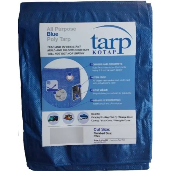 Kotap 100-ft x 100-ft General Purpose Blue Poly Tarp, Item: TRA-10100