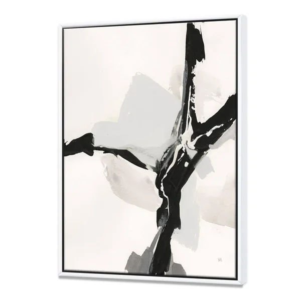 Designart Abstract Neutral III- Mid-Century Framed Canvas in White - FL30324-30-40-WH