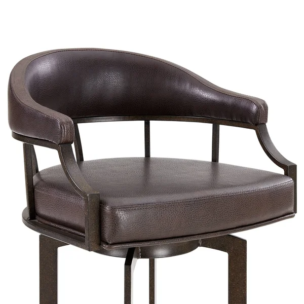 Pharaoh Swivel 26x22 Auburn Bay and Brown Faux Leather Bar Stool