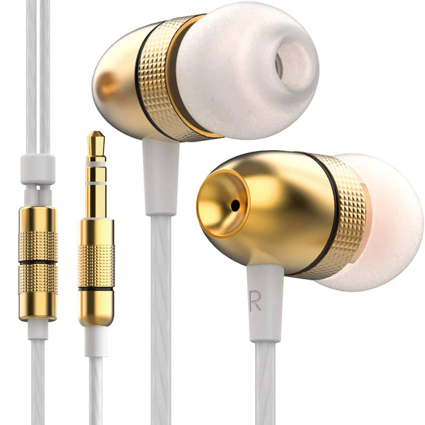 Betron ELR50 Earphones - In-Ear Headphones Earphones with Carry Case, Enhanced Bass Sound, Tangle-Free WIRE, 3.5 mm Jack Gold