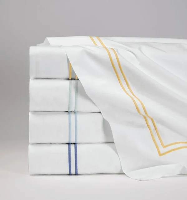 Sferra Grande Hotel Flat Sheet, Twin - White/Cornflower