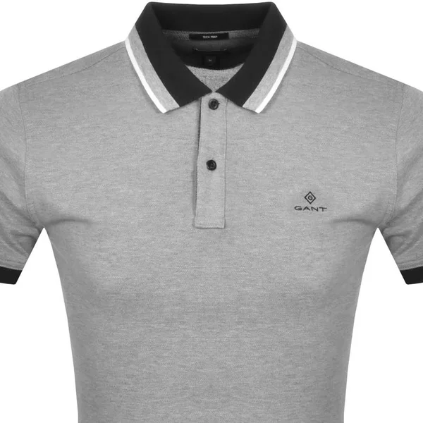 Gant Contrast Pique Rugger Polo T Shirt Grey