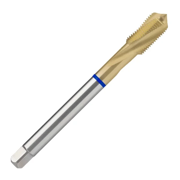 GUHRING M22x2.50 Metric 4 Flute 6H Modified Bottoming Spiral Flute Tap - Cobalt, Tin Finish, 140mm OAL, Right Hand Flute, Right