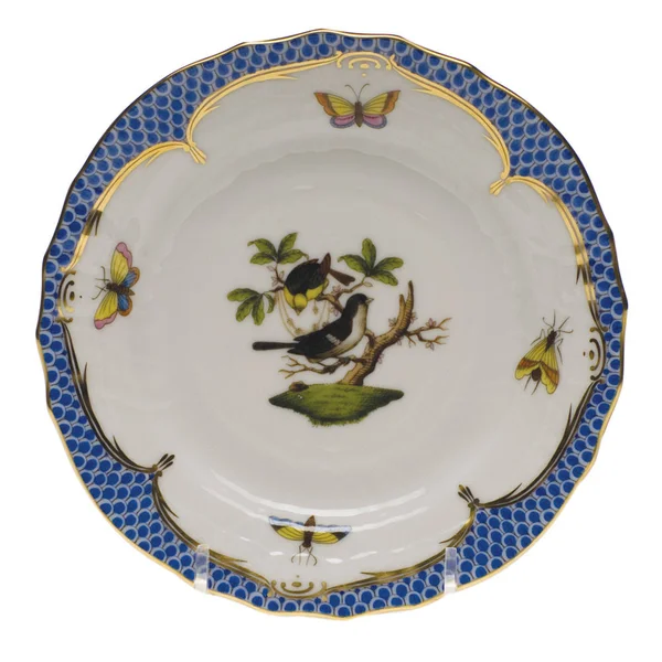 Herend Rothschild Bird Blue Border Bread and Butter Plate Motif 1