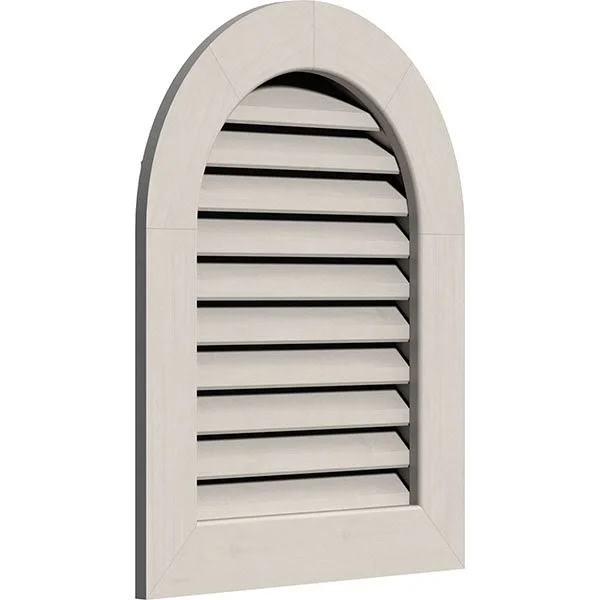 Ekena Millwork GVWRT30X3601SFPPI 30x22W x 36x22H Round Top Gable Vent (35x22W x 41x22H Frame Size): Primed, Functional, Smooth P