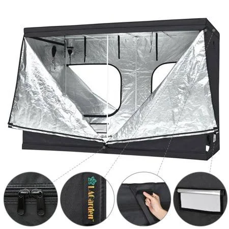 LAGarden 118x60x78 inch 600d 100% Reflective Mylar Hydroponics Indoor Grow Tent Non Toxic Planting Room 9.8x5x6.5ft