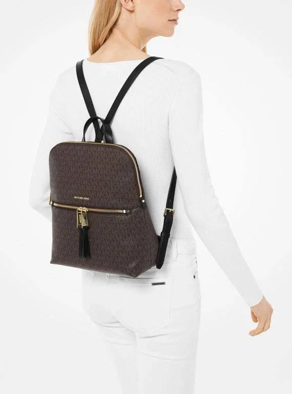 Michael Kors Bags, Rhea Slim Signature Backpack Medium Logo, Color: Brown, Size: Os, Belleviator&s Closet